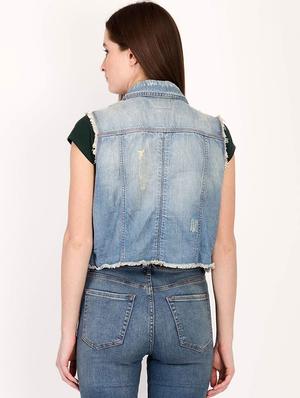 frayed edge button up jacket - 16187398 - Standard Image - 3