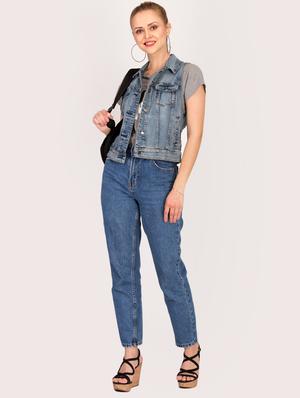 sleeveless button up denim jacket - 16187403 - Standard Image - 3