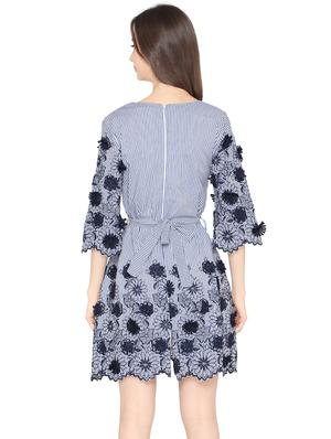 floral embroidered striped a-line dress - 16187468 - Standard Image - 3