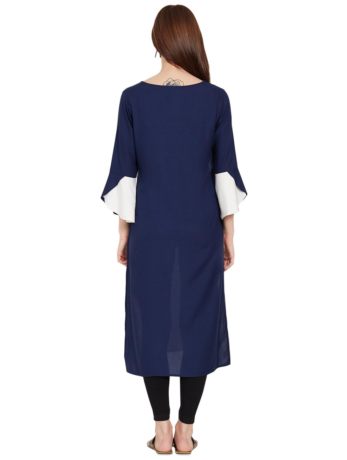 Contrast straight kurta - 16187729 - Zoom Image - 3