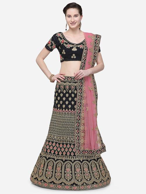 zari embroidered a-line lehenga - 16187990 - Standard Image - 1