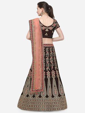 zari embroidered a-line lehenga - 16187992 - Standard Image - 3