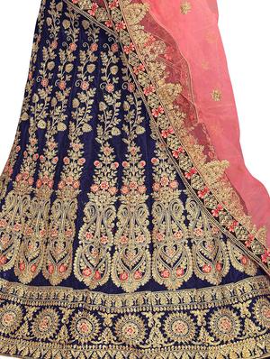 zari embroidered a-line lehenga - 16187996 - Standard Image - 3