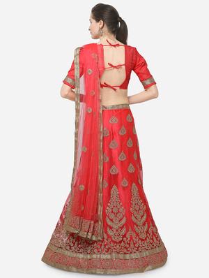 zari embroidered a-line lehenga - 16187999 - Standard Image - 3