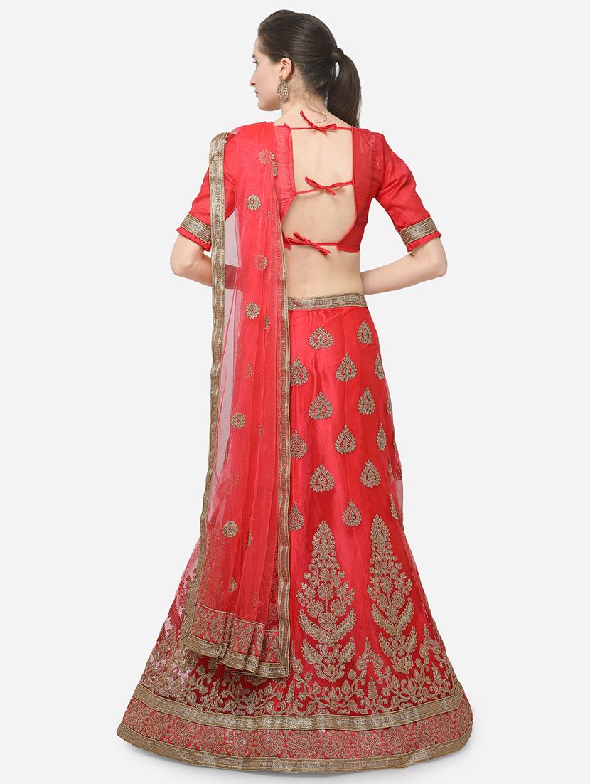 zari embroidered a-line lehenga - 16187999 - Zoom Image - 3