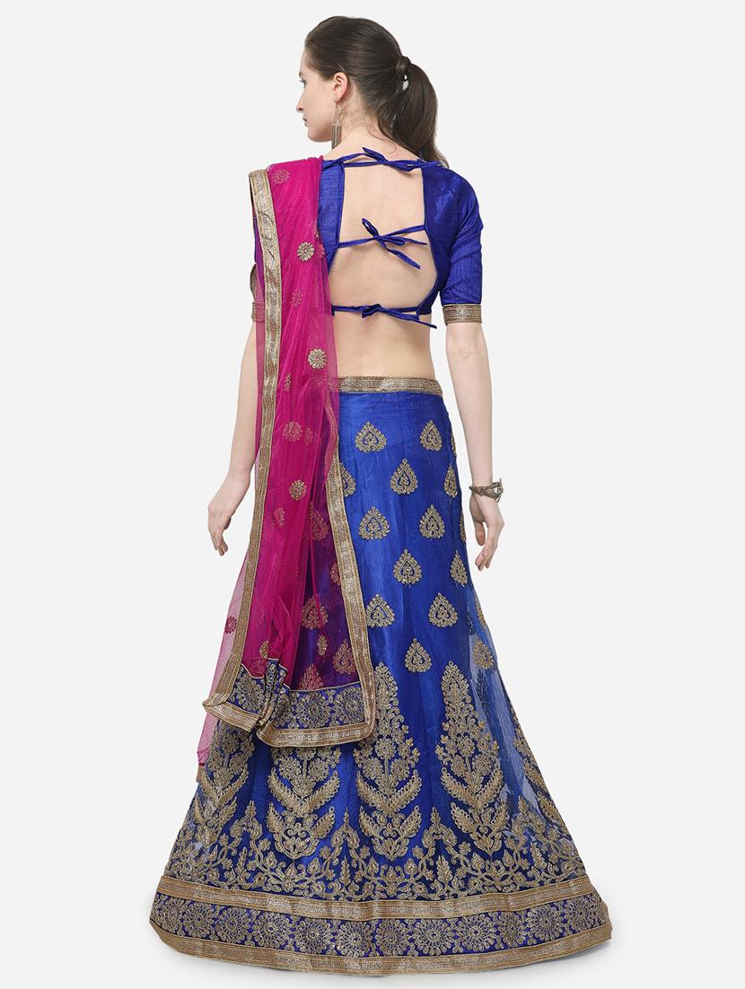 zari embroidered a-line lehenga - 16188001 - Zoom Image - 3