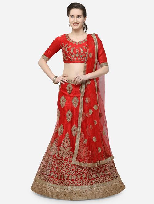 zari embroidered a-line lehenga - 16188004 - Standard Image - 1