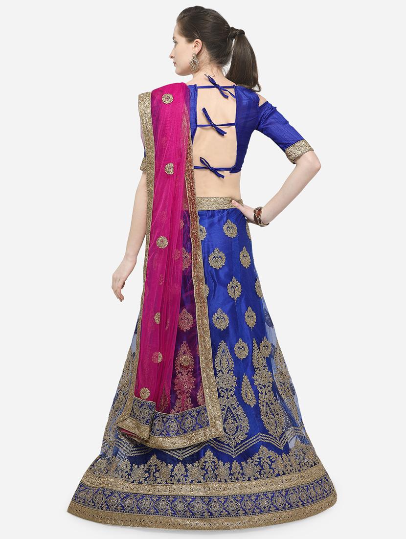 zari embroidered a-line lehenga - 16188007 - Zoom Image - 3