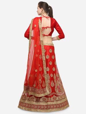 zari embroidered a-line lehenga - 16188010 - Standard Image - 3
