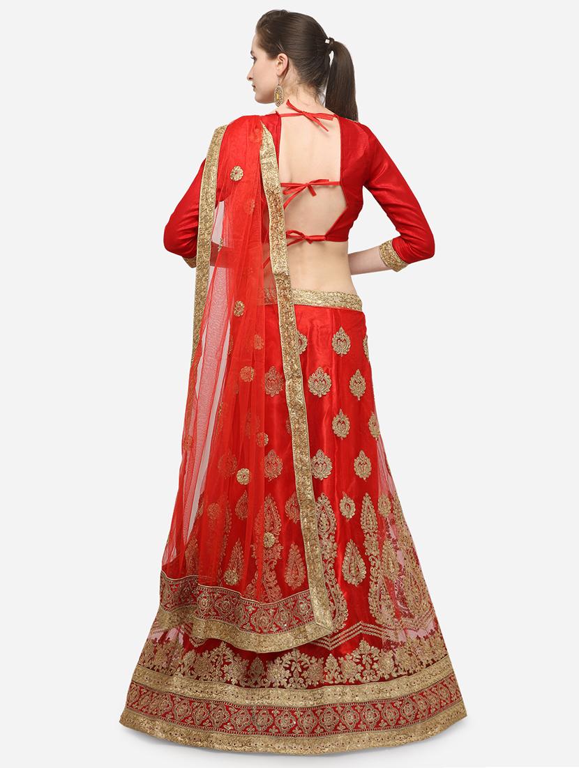 zari embroidered a-line lehenga - 16188010 - Zoom Image - 3