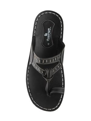 black leatherette slip on slippers - 16189961 - Standard Image - 3