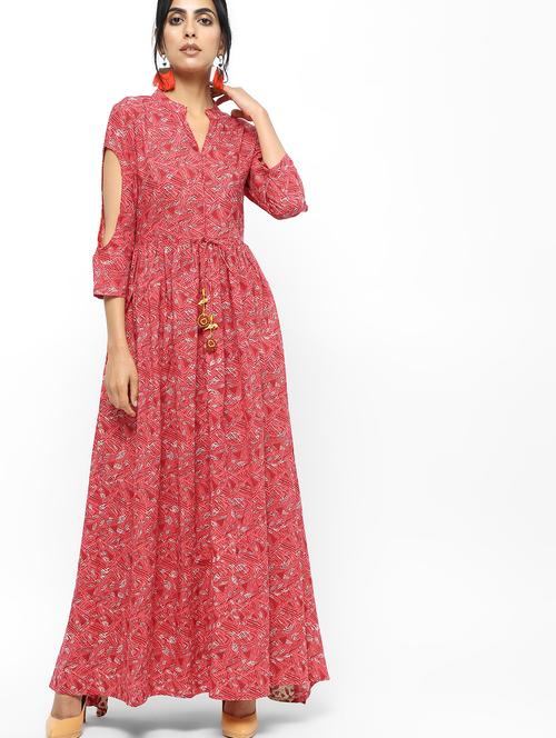 cold shoulder printed layered kurta - 16190132 - Standard Image - 1
