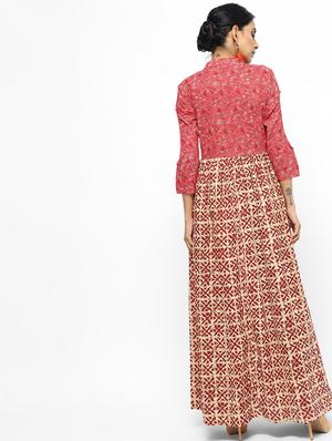 cold shoulder printed layered kurta - 16190132 - Standard Image - 3