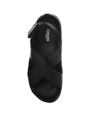 black leather back strap sandals - 16190992 - Standard Image - 3