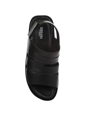 black leatherette back strap sandals - 16191004 - Standard Image - 3
