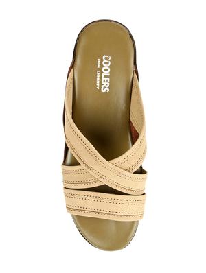 beige leatherette slip on slippers - 16191085 - Standard Image - 3