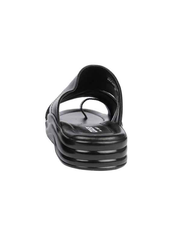 black leatherette slip on slippers - 16191149 - Zoom Image - 3