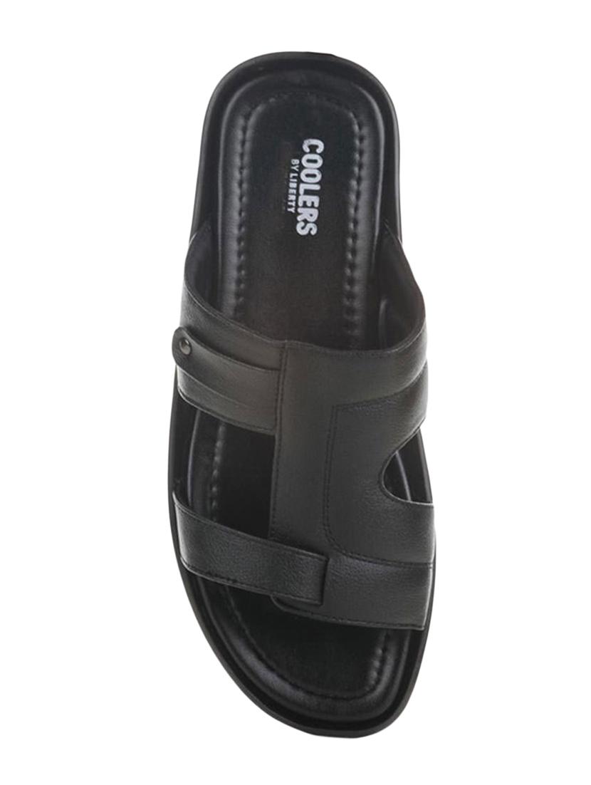 black leatherette slip on slippers - 16191167 - Zoom Image - 3