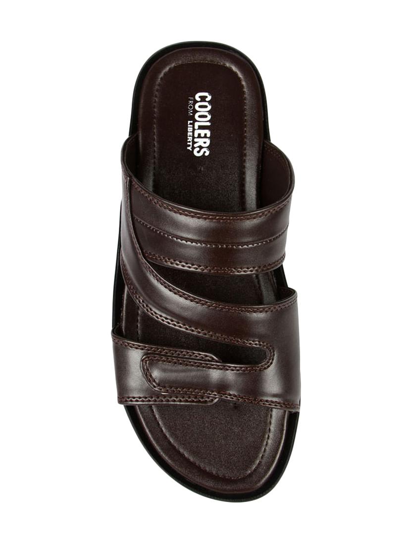 brown leatherette slip on slippers - 16191239 - Zoom Image - 3