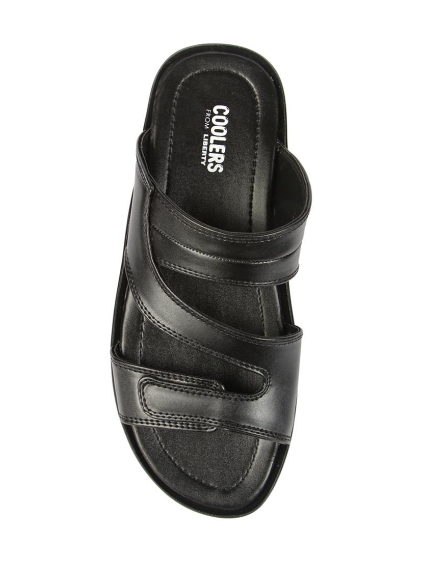 black leatherette slip on slippers - 16191243 - Zoom Image - 3