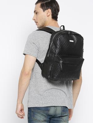 textured black canvas backpack - 16193259 - Standard Image - 6
