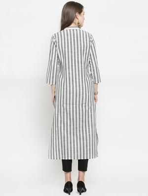 striped printed straight kurta - 16193804 - Standard Image - 3