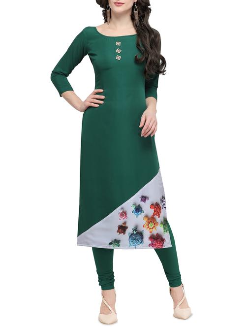 digital print straight solid kurta - 16195395 - Very Small Image - 1