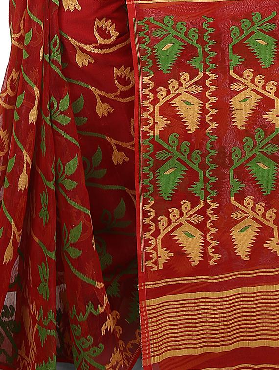 Self-design jamdani saree - 16196074 - Zoom Image - 3