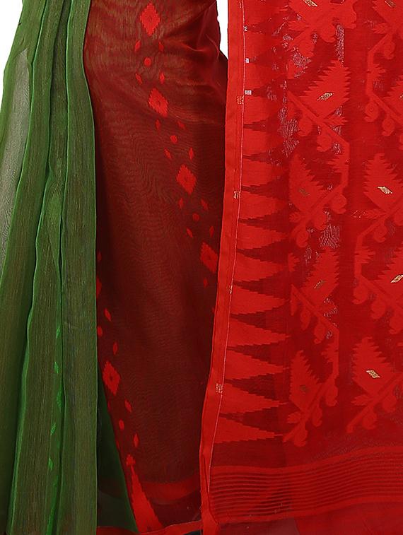 Self-design jamdani saree - 16196084 - Zoom Image - 3