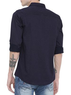 navy blue printed casual shirt - 16196308 - Standard Image - 3