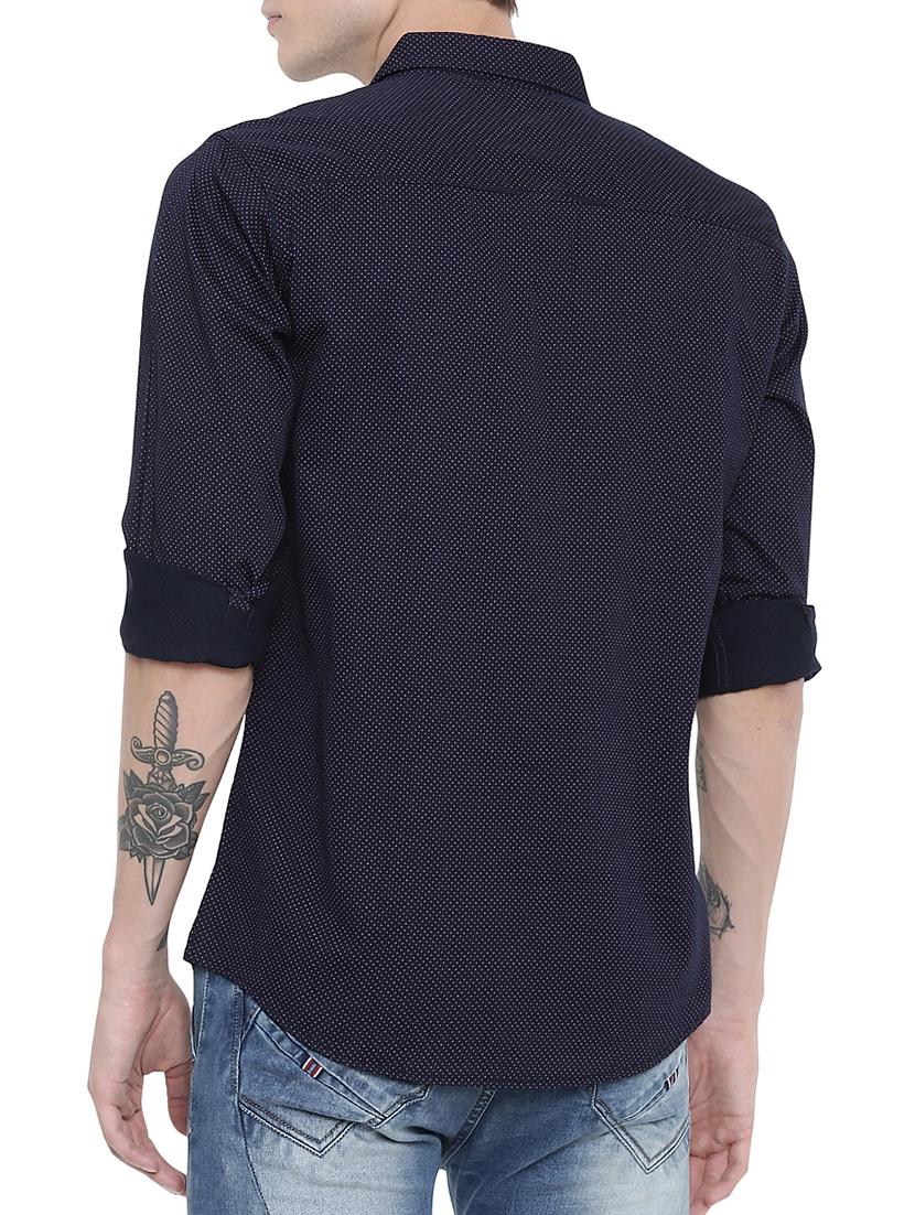 navy blue printed casual shirt - 16196308 - Zoom Image - 3