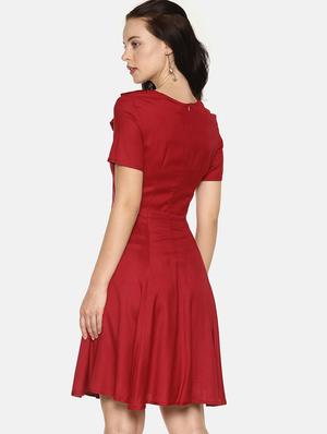 bow detail flared dress - 16198023 - Standard Image - 3