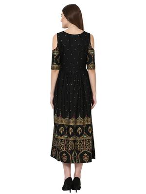 cold shoulder gathered a-line dress - 16200600 - Standard Image - 3
