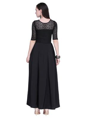 lace detail pleated maxi dress - 16200629 - Standard Image - 3