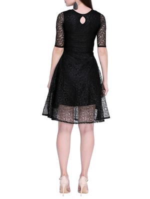round neck laced a-line dress - 16200631 - Standard Image - 3