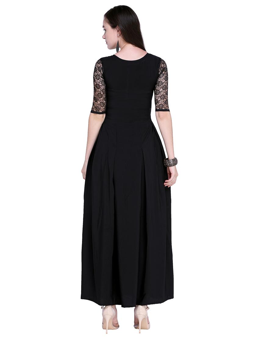 lace detail pleated maxi dress - 16200635 - Zoom Image - 3