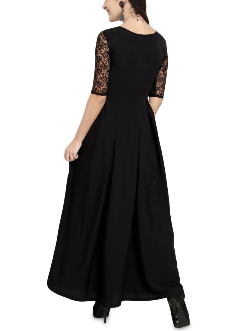 lace detail pleated maxi dress - 16200640 - Zoom Image - 3