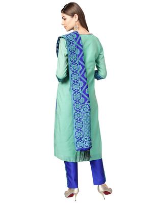 turquoise kurta pant dupatta suit set - 16200800 - Standard Image - 3