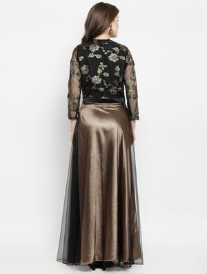 mandarin neck embroidered gown - 16201093 - Standard Image - 3