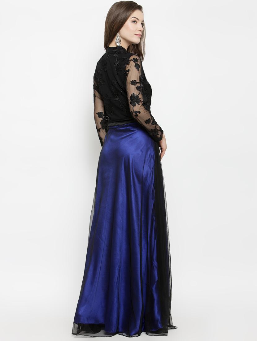 mandarin neck embroidered gown - 16201094 - Zoom Image - 3