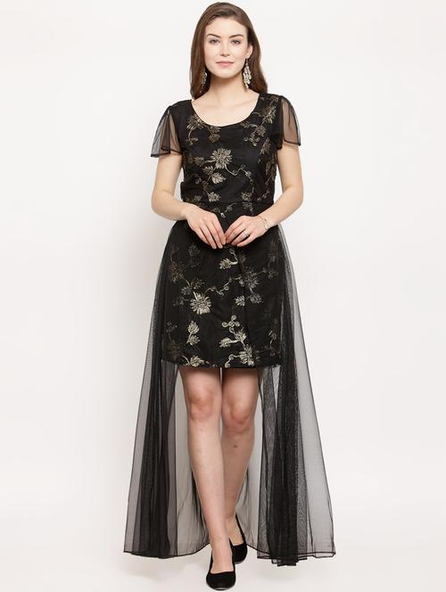 ruffle sleeved embroidered layered dress - 16201101 - Standard Image - 1