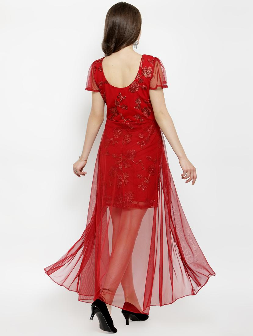 ruffle sleeved embroidered layered dress - 16201102 - Zoom Image - 3