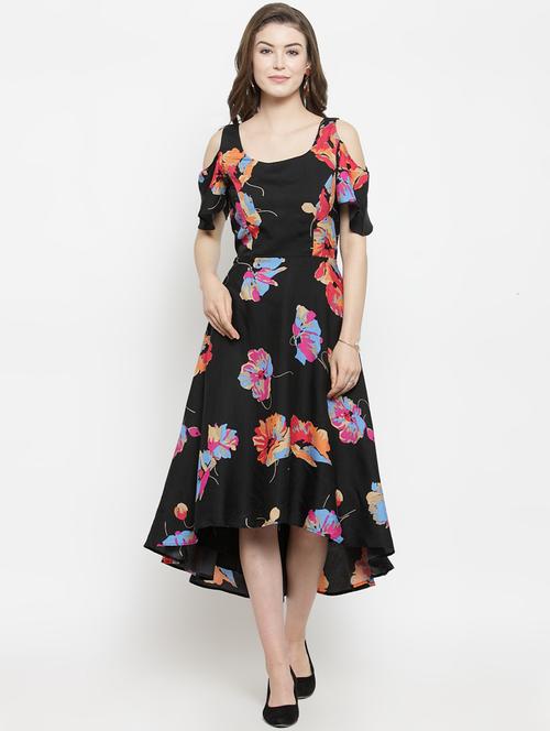 cold shoulder floral high low dress - 16201103 - Standard Image - 1