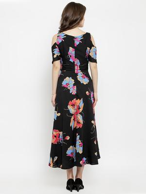 cold shoulder floral high low dress - 16201103 - Standard Image - 3