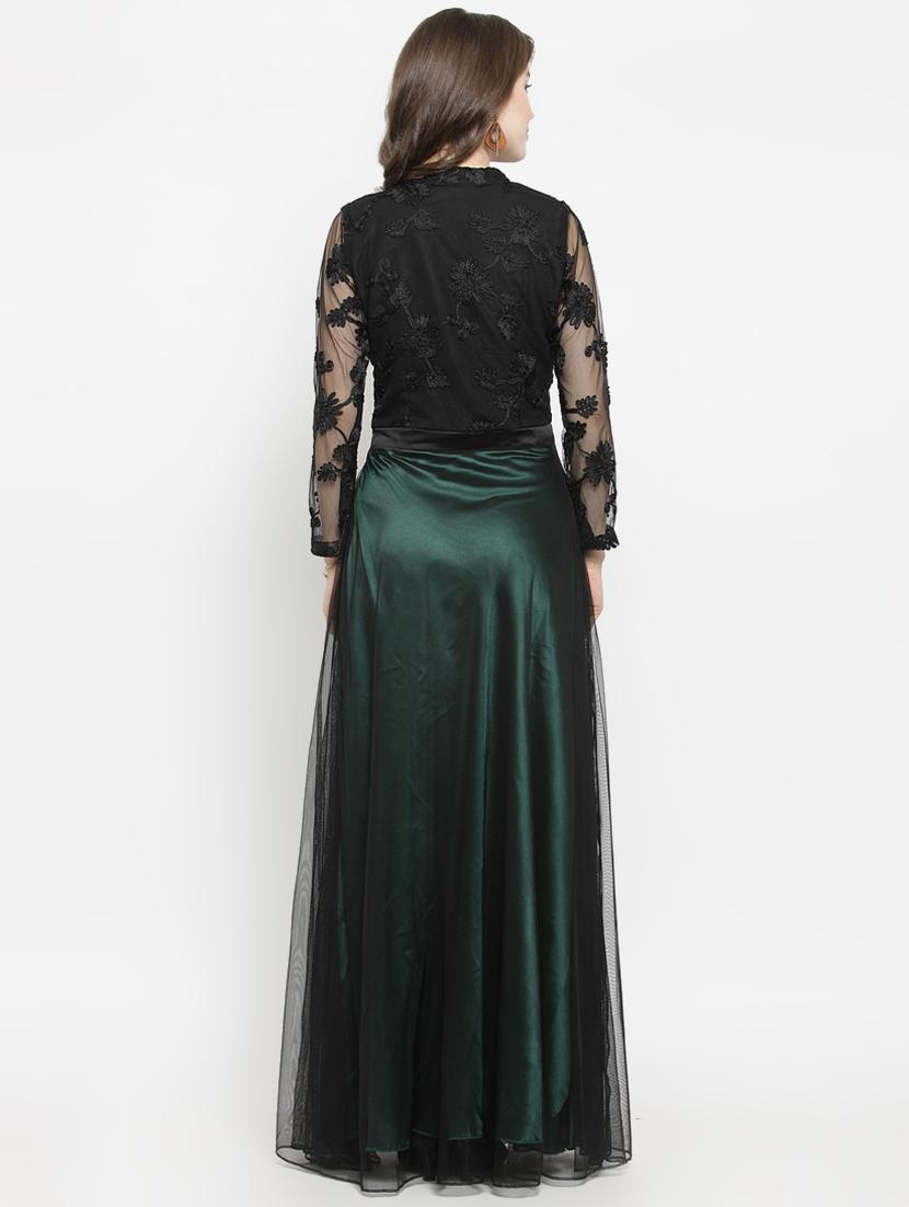 mandarin neck embroidered gown - 16201107 - Zoom Image - 3