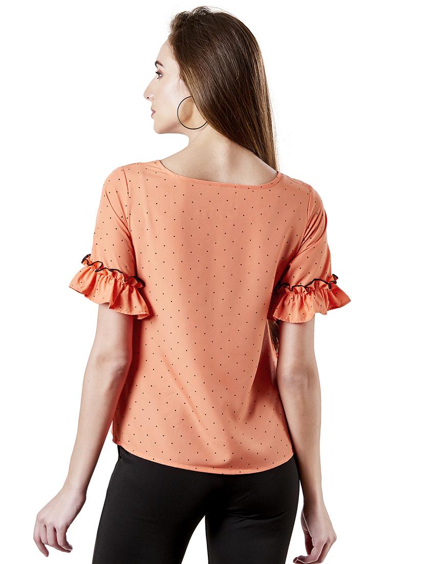 frilled sleeve polka dotted top - 16201936 - Zoom Image - 3