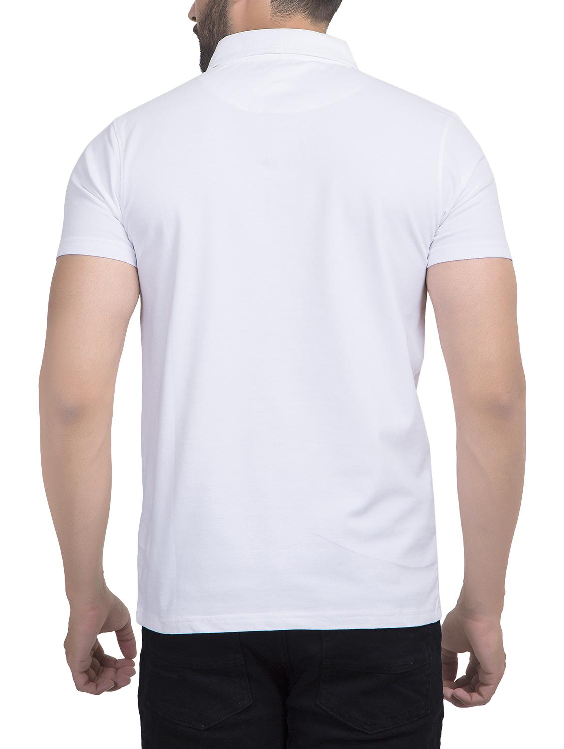 white solid polo t-shirt - 16202894 - Zoom Image - 3