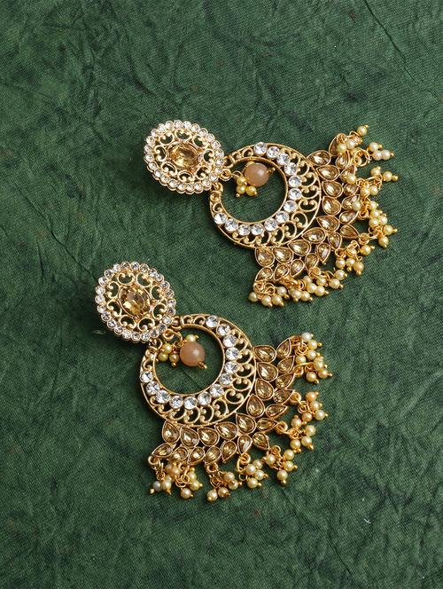 gold brass drop earring - 16203104 - Standard Image - 1