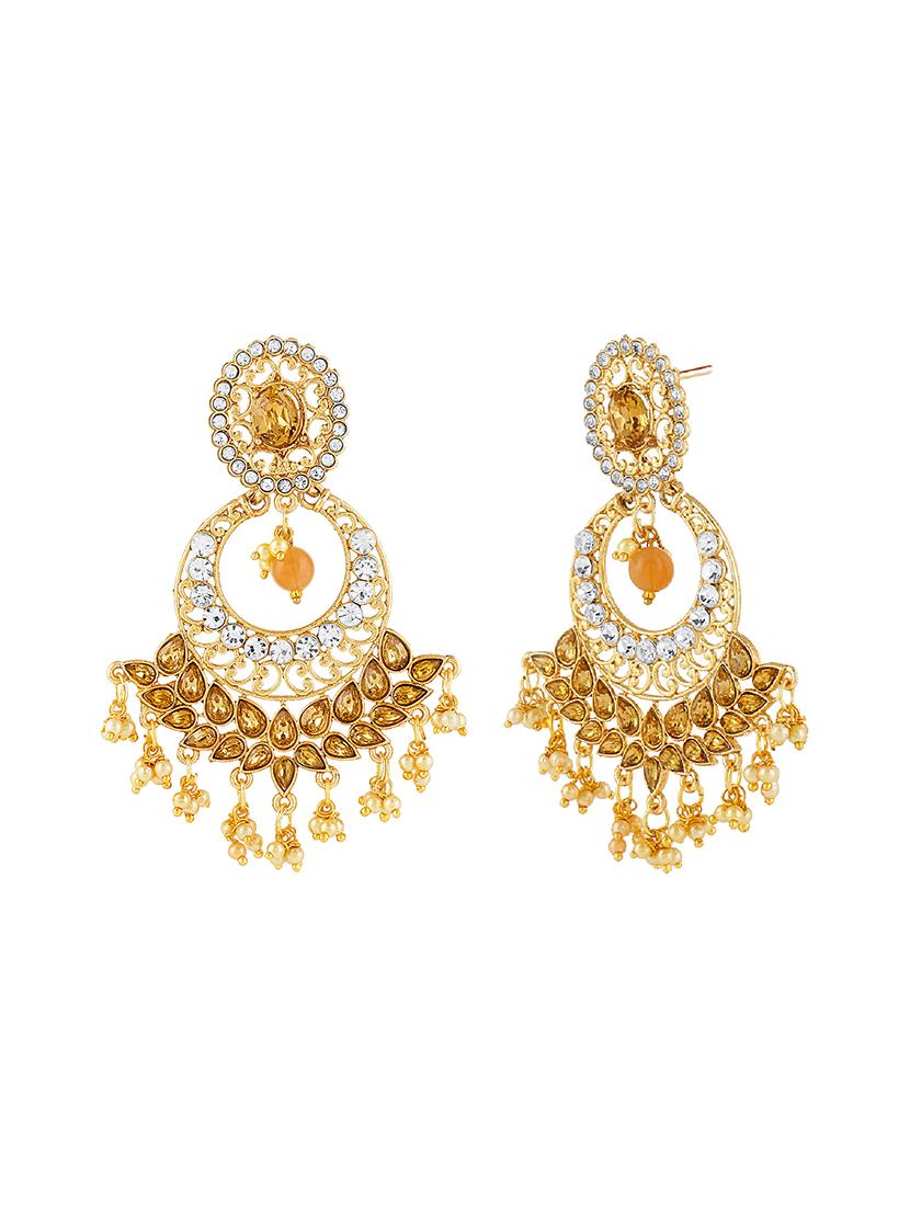 gold brass drop earring - 16203104 - Zoom Image - 3