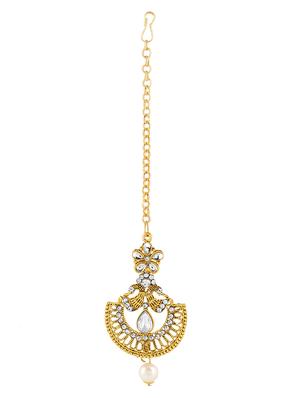gold brass maang teeka - 16203108 - Standard Image - 6